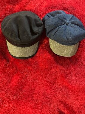 Women’s Ashley Stewart Black and Navy Caps with Gold-Brim Accent